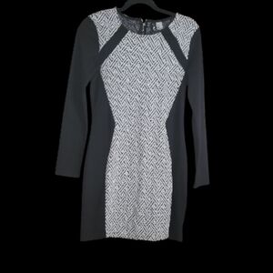 DIVIDED H&M Bodycon Dress Black White Print